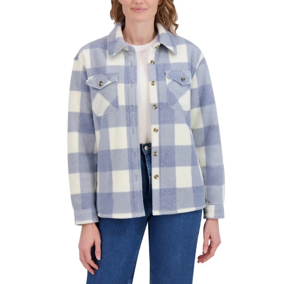 SAGE Collective Plaid Shacket XXL Blue and White - Picture 1 of 9